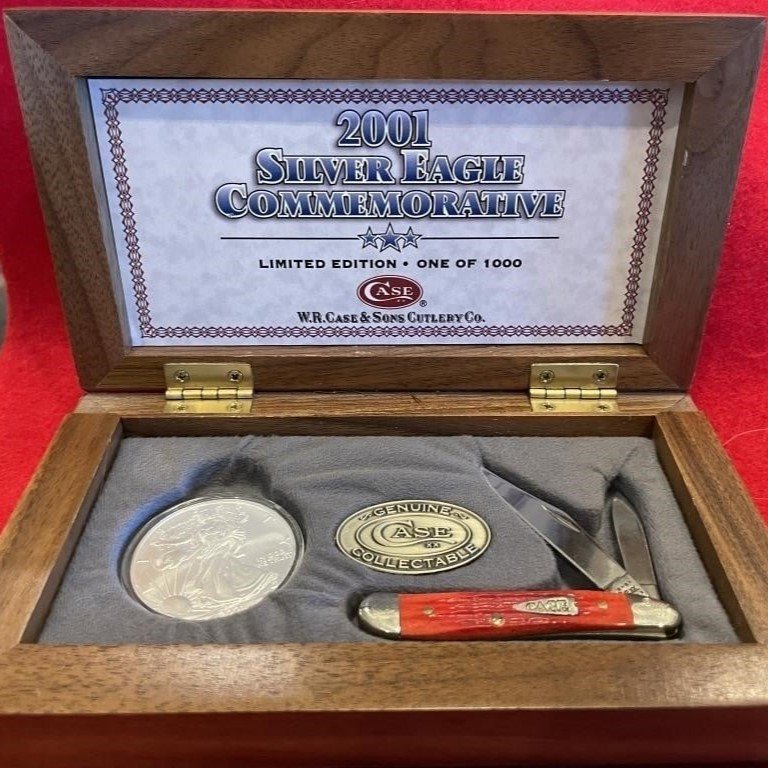 silver eagle collectible knife for auction